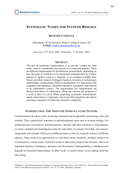 Systematic Names for Systems Biology - Beilstein