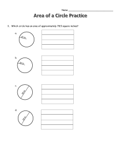 1. Which circle has an area of approximately 78.5 square inches