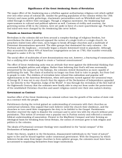 Significance of the Great Awakening: Roots of Revolution The major