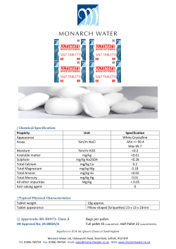 Salt Tabs Chemical Specification