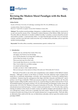 Revising the Modern Moral Paradigm with the Book of Proverbs