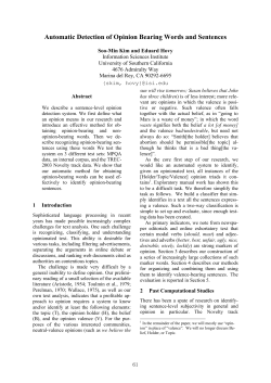 Automatic Detection of Opinion Bearing Words and Sentences