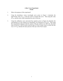 1 A Beer`s Law Experiment Prelab 1. What is the purpose of this