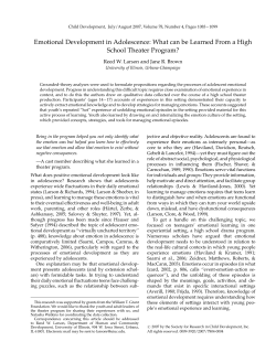 Emotional Development in Adolescence: What can be Learned