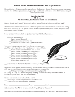 Sonnet Sign-Up - Marin Shakespeare Company