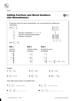 R8-1 Adding Fractions and Mixed Numbers: Like Denominators (p