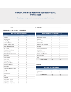 Monthly Budget Worksheet