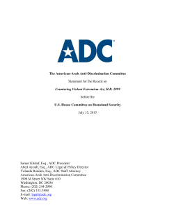 The American-Arab Anti-Discrimination Committee Statement for the