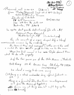 notes about phone conversation, 11/20/1986
