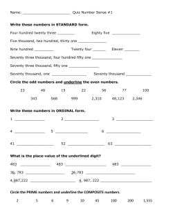 Circle the PRIME numbers and underline the COMPOSITE numbers