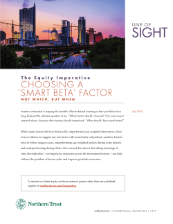 Choosing a Smart Beta Factor: Not Which, But When