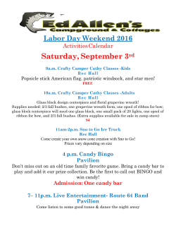 2016 Labor Day Weekend Schedule
