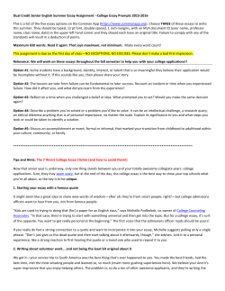 Dual Credit Senior English Summer Essay Assignment -