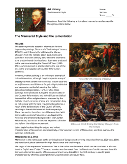 The Mannerist Style and the Lamentation