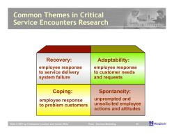 Common Themes in Critical Service Encounters Research