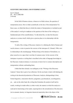 1 SCIENTIFIC DISCOURSE AND INTERPRETATION Eni