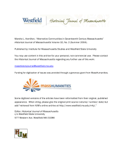 Alternative Communities in Seventeenth Century Massachusetts