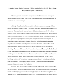 Organized Labor, Housing Issues, and Politics