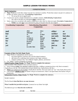 Conjunctions Lesson - Language Arts and Reading