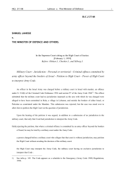 H.C.J 27/48 Military Court - Jurisdiction