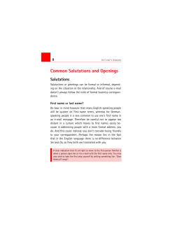Common Salutations and Openings