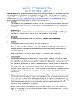 2016-2017 YOUTH BASKETBALL RULES AND REGULATIONS