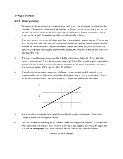 AP Physics 1 Concepts Unit 6 &ndash; Linear Momentum 1. Two cars with