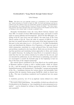 Grothendieck`s “Long March through Galois theory” Leila Schneps