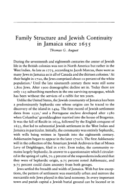 Family Structure and Jewish Continuity in Jamaica since 165 5