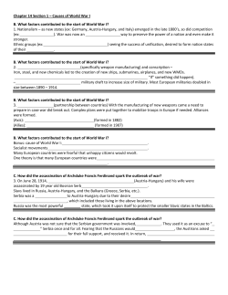 Chapter 14 Section 1 &ndash; Causes of World War I B. What factors