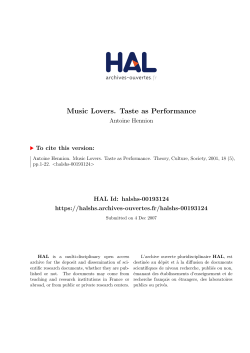 Music Lovers. Taste as Performance - Hal-SHS