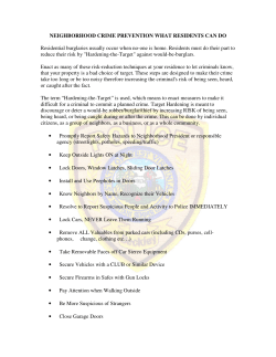 NEIGHBORHOOD CRIME PREVENTION WHAT RESIDENTS CAN