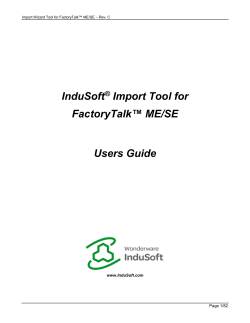 InduSoft Import Tool for FactoryTalk™ ME/SE Users Guide