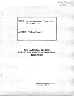 Impoverishment and Protest in the Perestroika Years