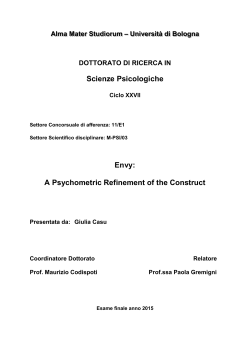 Scienze Psicologiche Envy: A Psychometric Refinement of the