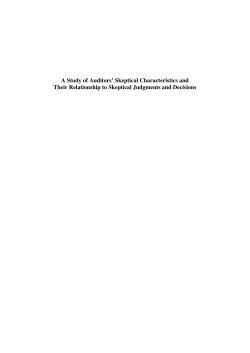 A Study of Auditors` Skeptical Characteristics and Their - VU-dare