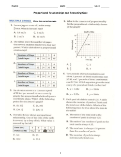 Proportional Relationships and Reasoning Quiz