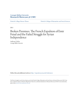 Broken Promises: The French Expulsion of Emir Feisal and the