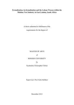 Formalisation, In-formalisation and the Labour