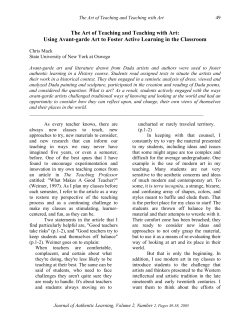 "The Art of Teaching and Teaching With Art: Using Avant