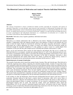 The Historical Context of Motivation and Analysis Theories