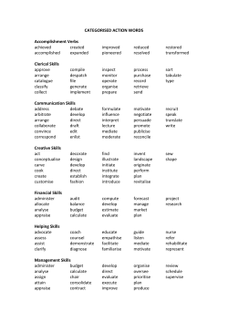 CATEGORISED ACTION WORDS Accomplishment Verbs achieved