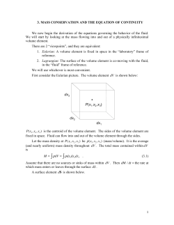 1 3. MASS CONSERVATION AND THE EQUATION OF