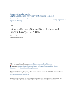 Judaism and Labor in Georgia, 1732-1809