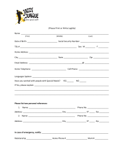 (Please Print or Write Legibly) Name Date of Bi