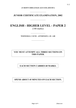 ENGLISH - HIGHER LEVEL