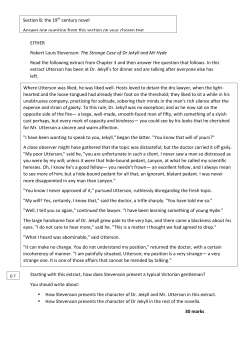 EITHER Robert Louis Stevenson: The Strange Case of Dr Jekyll and