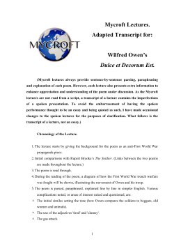 Mycroft Lectures. Adapted Transcript for