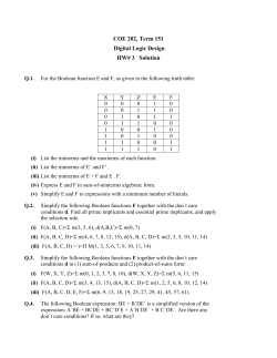 COE 202, Term 151 Digital Logic Design HW# 3 Solution