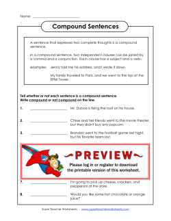 Compound Sentences - Super Teacher Worksheets